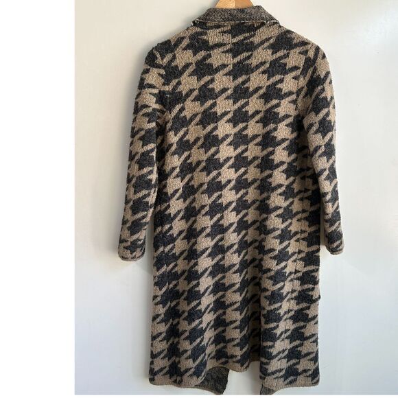 Joseph A Coatigan Houndstooth‎ Open Front Small Tan/Black Cabincore Grandma - Picture 11 of 13